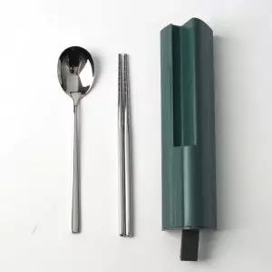 ( )슬라이드수저케이스 슬라이드수저통 키친앤조이 휴대용 수저세트 다크그린
