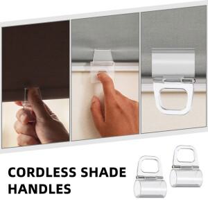 2개 롤러 셰이드 핸들 그립 투명 플라스틱 리프팅 클램프 코드리스 플리티드 블라인드용  설치 안전한 고정