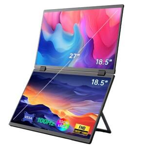 18.5 인치 100HZ 듀얼 스크린 휴대용 모니터 1920x1080P 100%sRGB(360 포함) ° PC 노트북 Mac 전화 Xbox P