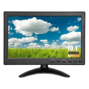 Uvusee 10.1인치 소형 1080P 휴대용 IPS HDMI 모니터 1024x600 내장 스피커 VGA AV BNC 입력 PC 게임 CCTV