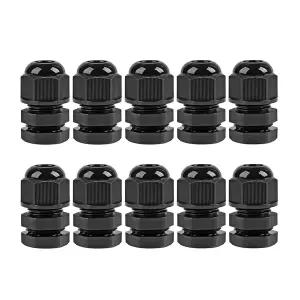 GGFOXLEW 케이블 글랜드 NPT 1/4인치 파워 스트레인 릴 코드 커넥터 블랙 PA 나일론 그립 조절 가능한 IP68