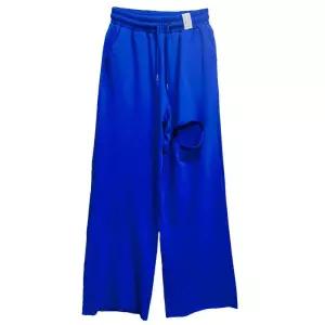 트레이닝 팬츠 찢어진 하이웨스트 바지 데미지 그레이 스트릿룩