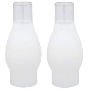 시아타 오일 램프, 유리, 빅토리아 허리케인 굴뚝 램프 글로브 교체, 8-1/2인치 핸드블로우 프로스트 글라스 그늘막, 3인치 핏터 및 4인치 벌지 포함 - 2팩