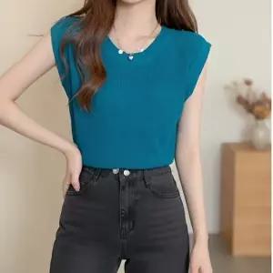 [옷자락]여성 여름 얇은 골지 라운드넥 민소매 탑