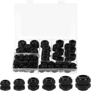 uxcell 50Pcs 나일론 케이블 선 방수 코드 그립 커넥터 개스킷 및 정션 박스용 잠금 너트가 있는 조절