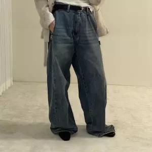 여자 남자 루즈핏 벌룬 와이드 사이드버튼 조거 청바지