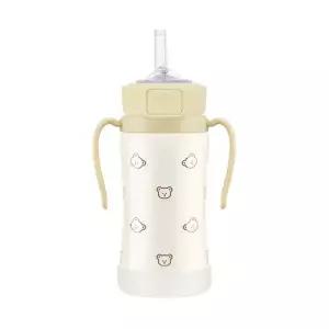 (정품) 그로미미 스테인리스 빨대컵 아기 보온 보냉병 원터치 돗꼼 300ml