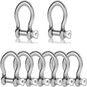 앵커 견인 오프로드 복구용 10 PCS 섀클 3/8 보우 M10 스크류 304 스테인리스 스틸 체인 클레비스 헤비