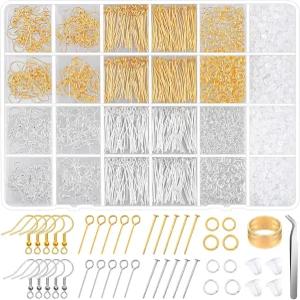 저자극 귀걸이 제작 키트 후크가 포함된 모다크래프트 2000Pcs 용품 소견 등 핀 점프 링으로 보석