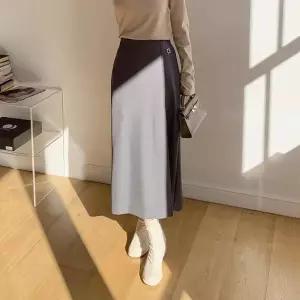 [다잇템] 여자 백밴딩 클래식 출근룩 롱 랩 버클 스커트