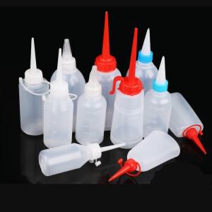 4개 재봉틀 오일 디스펜서 병 빈 플라스틱 긴 주둥이 윤활유 액세서리 DIY 공예용