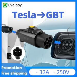 EVqiaoyi NACS-GBT 어댑터 32A Tesla 충전기-GB/T Tesla NACS 충전 스테이션과 호환되는 도난 방지 기능 포