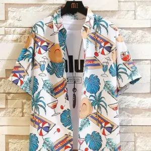 남성 꽃무늬 하와이안셔츠 남자 바캉스룩 여름 빅사이즈