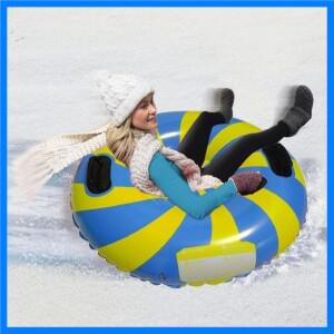 어린이 성인용 팽창식 스노우 튜브 썰매 손잡이가 있는 단단한 바닥 썰매 겨울 야외 스포츠 완구 가족 활동