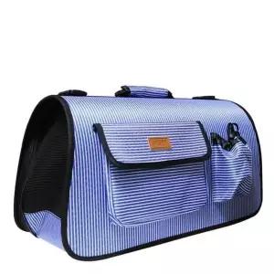 줄무니블루 이동 가방 캐리어 피플펫 강아지 L