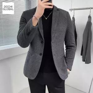 마이 콤비 정장 가을 특이한 남성 모직 공연 가수 블랙 겨울