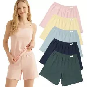 [제이앤제이컴퍼니]물랑루즈 순면 니트 4부 기장 여성 트렁크 사각팬티 5색상 포근하고 넉넉한 홈웨어 ...