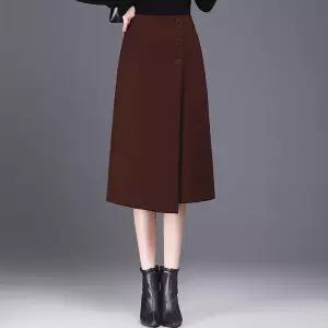 여성치마 겨울 미디 언밸런스 슬림핏 스타일리쉬 A라인 스커트 심쿵빛