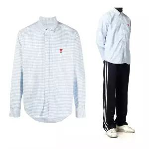 아미 하트 로고 체크 셔츠 HSH113 CO0023 475