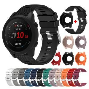 가민 호환 포어러너 255 265 스마트 워치 밴드+보호 케이스용 실리콘 스트랩