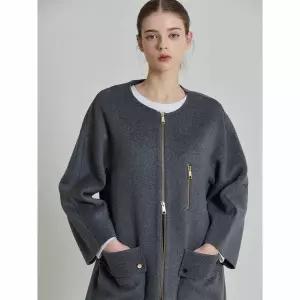 [하프클럽/르오트]캐시미어 울소재 아웃포켓 핸드 집업코트-사이즈 5588까지