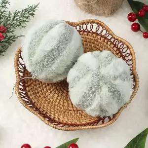 패브릭 장식볼 라인폼폼이 2개 10cm 코튼볼오너먼트 트리볼 크리스마스 성탄절 소품 꾸미기