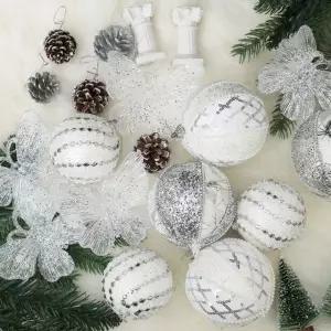 (도토로) 글로우 수제볼 트리 오너먼트 세트(실버 02)크리스마스장식품 데코 용품 소품 꾸미기