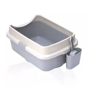 탐나는 고양이 화장실 평판(화이트그레이) 후드형 자동 변기 펠렛 모래통 캣토일 평판형