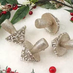 샴페인골드 오너먼트 4p 진주버섯 성탄절 크리스마스 트리 장식 악세사리 소품