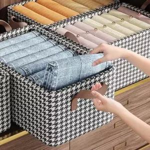 [골드스마일]리빙 접이식 철제 수납박스 하운드투스 체크 디자인