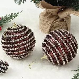 초코브라운 장식볼 2p 10cm 골드글리터 크리스마스 트리 악세사리 오너먼트볼 소품 트리볼