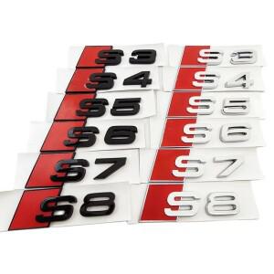 3D ABS 크롬 블랙 로고 S3 S4 S5 S6 S7 S8 엠블럼 자동차 트렁크 배지 스티커 아우디 8Y 8P 8V B6 B8 B9 8T