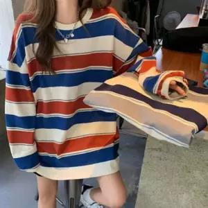 맨투맨 여성 편안한 줄무늬 긴팔 티셔츠 루즈핏 맨투맨