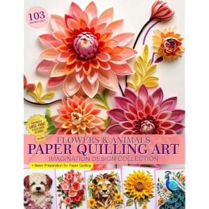 꽃과 동물 종이 컬렉션 아트 이미지 퀼링 디자인 상상