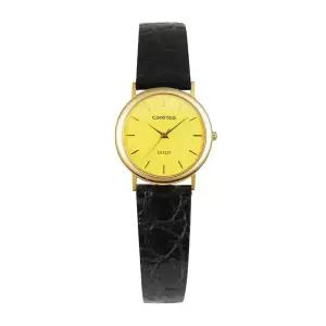 카리타스 18K 골드 사파이어 여자 선물 명품 예물 고급 가죽 원형 손목 금 시계 / C16000GF 