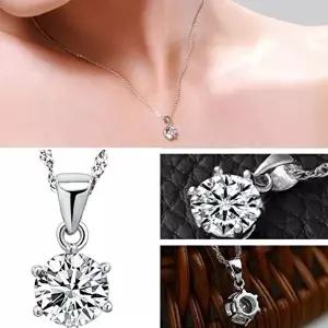 여자 심플 목걸이 패션 학생 실버 롱-WFIZPQ5