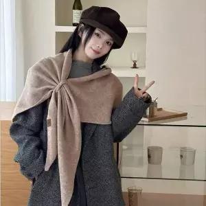 여성 여자 머플러 솔리드 어깨숄 삼각케이프 봄 겨울 하이넥머플러