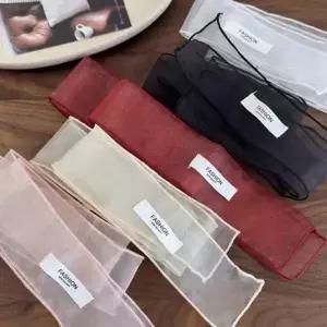 슬림 무지 머플러 오간자 롱 시폰 쁘띠스카프 타이 스