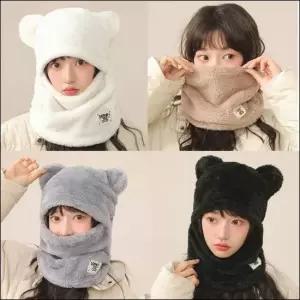 바라클라바 후드 곰돌이귀 귀여운 워머 넥워머 겨울 마스크 겨울넥워머 스컬캡