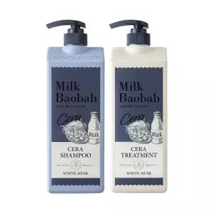 밀크바오밥 세라 샴푸1.2L+트리트먼트1.2L 화이트머스크 저자극 퍼퓸 대용량 938138