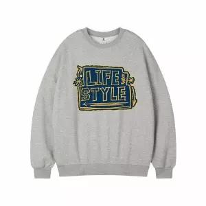 [하프클럽/탑보이]데일리모션 오버핏 기모 프린팅 스웨트 셔츠 (PTM2118)