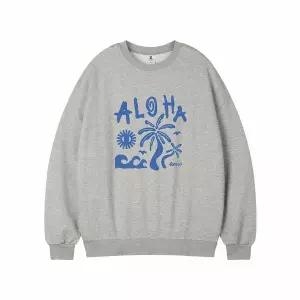 [하프클럽/탑보이]알로하 오버핏 기모 프린팅 스웨트 셔츠 (PTM2116)