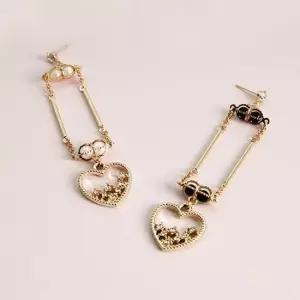 지지 하트 귀걸이 하트 진주 드롭