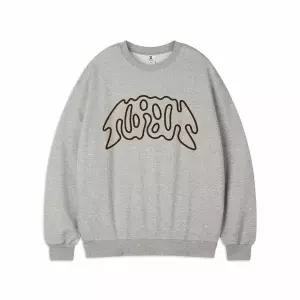 [하프클럽/탑보이]베트 라인 오버핏 기모 프린팅 스웨트 셔츠 (PTM2103)