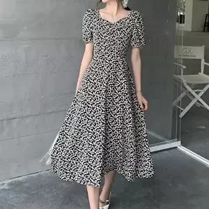 가슴셔링 여름 휴양지 바캉스 반팔 롱 원피스 (KYR-WFFT6W4)