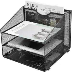 EASISPRESS 메시 데스크톱 파일 정리함 종이 편지함 트레이 3개와 사무용품 책상 액세서리 및 작업 공간을