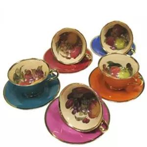 과일 카페 홈 찻잔 커피잔 도자기 스테콜 5개 내열유리잔 물컵