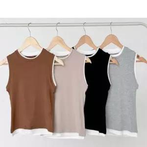 여성 4컬러 모던 레이어드 배색 민소매티셔츠 이너티