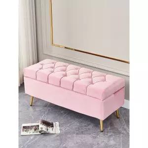 가정용 벤치형 수납소파 거실 스툴 매장 핑크 수납