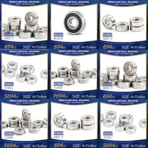 FUSHI 694 ZZ 베어링 4x11x4mm 10Pcs RS  산업용 모터 용 플랜지 핸드 피스 고속